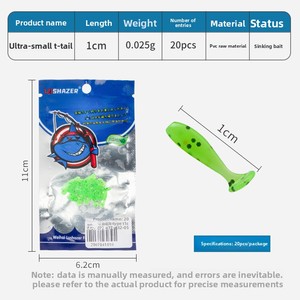 เหยื่อตกปลาแบบนิ่มสแตนเลสทรงหางฉลามขนาดเล็ก แพ็ค 20 ชิ้น สีดำ แบบเลียนแบบธรรมชาติ ไม่มีตะขอ - Product Image 2