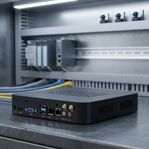 Nuevo Mini <span class=keywords><strong>PC</strong></span> Embebido Sin Ventilador YKR-J900 para Riel DIN con 4G SIM, WiFi, Doble LAN, Intel N305, DDR5, NVMe, RS232, GPIO y CAN Bus para Transporte - Product Image 1