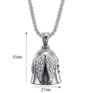 yunnique Stainless Steel <b>Angel</b> Wings <b>Bell</b> Pendant Necklace Unisex Gift Jewelry 3mm Chain 61cm - Product Image 5