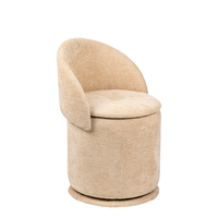Pouf de rangement décoratif pliable en lin, rond, capitonné, pour la décoration intérieure