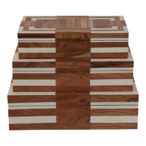 Ensemble de boîtes décoratives rectangulaires en bois avec incrustations, boîtes de rangement modernes en bois et résine pour bijoux, souvenirs, décoration intérieure - Product Image 6