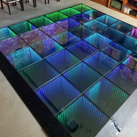 Lumières de scène de piste de danse (8 * 8ft) panneau de miroir infini en verre effet 3D LED piste de danse pour la fête de mariage (3D)