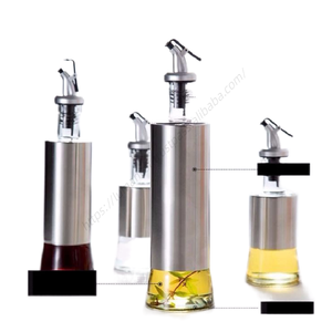 Vente en gros DD042 Cuisine 300ml Bouteille à huile anti-fuite en acier inoxydable Distributeur de vinaigre Bidon à huile Accessoires Huilier en verre - Product Image 1