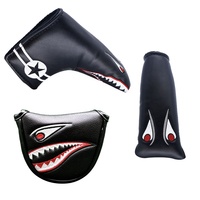 Housse de putter amusante motif requin pour clubs de golf de type mallet, avec fermeture magnétique et rembourrage doux, protection pour golfeurs