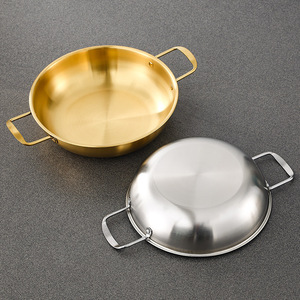 Stainless Steel Soup <b>Pot</b> With Lid Double Handles <b>Induction</b> Compatible Flat Bottom Mini Hot <b>Pot</b> <b>For</b> Cooking - Product Image 1