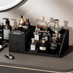 Desktop Cosmetic Storage Rack Black 3 Tier With Drawers For Perfume <b>Makeup</b> Organizer - Product Image 1