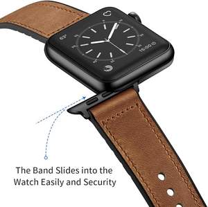 Compatible avec le bracelet <span class=keywords><strong>Apple</strong></span> <span class=keywords><strong>Watch</strong></span> Bracelet hybride en cuir véritable et caoutchouc anti-transpiration pour IWatch Ultra 2/1 Series 10 9 8 7 SE - Product Image 3