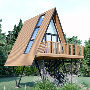 Maison de vacances de luxe modulaire préfabriquée au design traditionnel triangulaire en acier léger avec double vitrage et éléments en bois - Product Image 1