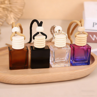 Diffuseur de parfum pour voiture suspendu, flacon carré en verre vide de 8 ml avec impression sérigraphique