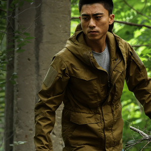 Người Đàn Ông Của Chiến Đấu Áo Khoác Với Mui Xe Mùa Đông Không Thấm Nước Ngụy Trang Lông Cừu Giản Dị Ngoài Trời pring/Mùa Thu Phong Cách Dây Kéo Đóng Cửa - Product Image 2