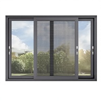 Fenêtre coulissante à double battant en aluminium à rupture de pont thermique, double vitrage en verre trempé, offre une isolation améliorée, étanche à l'eau et à l'humidité