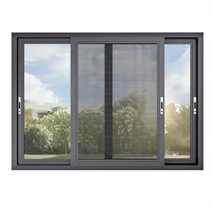 Fenêtre coulissante à double battant en aluminium à rupture de pont thermique, double vitrage en verre trempé, offre une isolation améliorée, étanche à l'eau et à l'humidité - Product Image 1