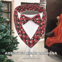 Bandana de luxe en polyester et coton pour chien avec nœud papillon réglable pour Noël - Tailles S/M/L