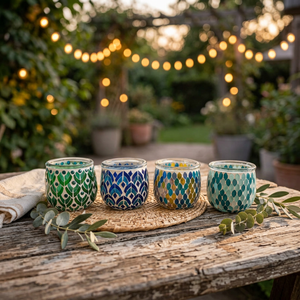 Photophore en mosaïque de verre de luxe fait main, écologique, taille moyenne, pour décoration de table de Noël, maison, mariage - Product Image 2