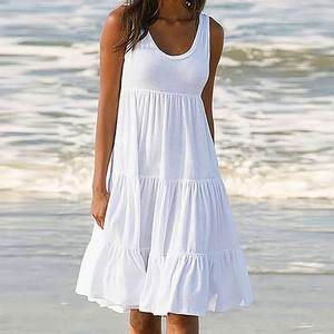 Vestido Casual de Verano para Mujer 2026, Vestido Holgado sin Mangas, Talla Grande, Vestido Largo Sólido para Playa - Product Image 1