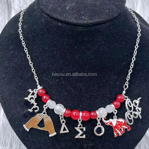 Personalizado rojo blanco dos tamaños cuentas cadena DST 13 Palm OOOOP elefante Rhinestone colgante collar joyería accesorio - Product Image 2