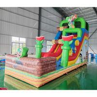 Château Gonflable Commercial d'Extérieur avec Toboggan et Piscine, Grande Capacité, en PVC, Motif Dessin Animé Plombier, avec Souffleur, pour Enfants et Adultes