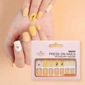 Rosalind — kit d'accessoires pour ongles, personnalisés, jaunes, à pression, ongles artificiels, bâton de vernis gel avec adhésif, 24 pièces - Product Image 1