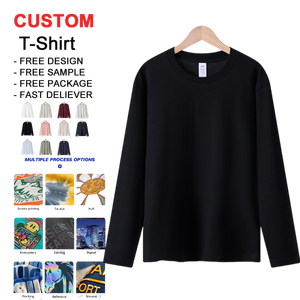 Hochwertiges 100% Baumwolle 230g Regular Fit Langarm-T-Shirt mit einfarbigem O-Ausschnitt und Anti-Falten-Funktionen mit Digitaldruck - Product Image 1