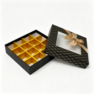 Boîte d'emballage personnalisée au toucher doux avec insert séparateur et nœud en <span class=keywords><strong>gros</strong></span>-<span class=keywords><strong>grain</strong></span> pour solution chocolat de luxe - Product Image 1