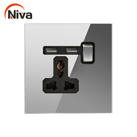 Prise Commutée Niva NV9 13A 3 Broches + USB + Type-C, Panneau en Acier Inoxydable, Interrupteurs Métalliques, Norme Britannique, Prise en Charge de la Vente en Gros et de la Revente