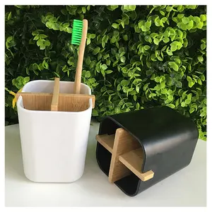 Multifunction bathroom items eco friendly bamboo fiber tooth brush toothbrush holder cup for family