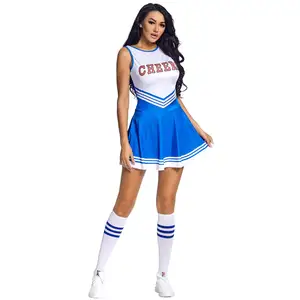 Completo da donna Cheerleading senza maniche uniforme da Cheerleading vestito per festa di Halloween Sexy uniforme