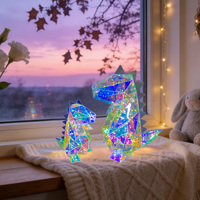 Figurine de dinosaure LED irisée, décoration lumineuse de dinosaure, alimentée par USB, cadeau d'anniversaire pour enfants, décoration de table à la maison