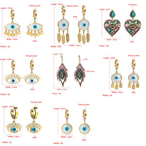 แฟชั่นมะพร้าวเชลล์ห่วงต่างหูสแตนเลสต่างหูตา - Product Image 6