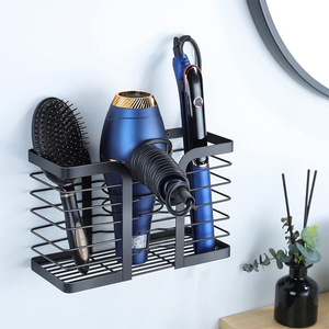 Hair Dryer Holder Square Wall Mounted No Drill Bathroom <b>Storage</b> <b>Basket</b> For Hair Dryer And Brush - Product Image 2