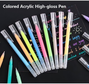 Stylos surligneurs acryliques <span class=keywords><strong>pastel</strong></span> et néon, pointe fine de 1 mm, pointe ronde, à base d'eau, 12 couleurs pour le journaling sur papier noir et l'art - Product Image 3