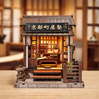 Kit de construction de maison miniature en bois DIY, architecture japonaise, puzzle 3D avec lumière LED pour la décoration de la maison, cadeau
