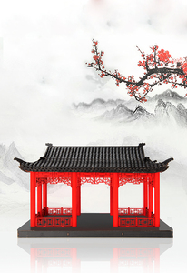 Realistische chinesische Pavillon Modell Kit vor geschnittene Linde Teile 3D Holz Pullze Gebäude Landschaft Diorama liefert verpackte Sets - Product Image 2