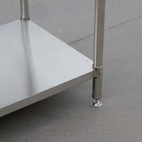 Table de travail en acier inoxydable de haute qualité à double couche, 2 niveaux avec étagère de rangement, comptoir de préparation alimentaire pour restaurant