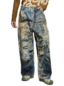 Jeans Retro High Street 3D Digital Imprimé Corrupt et Perforé Direct Spray pour homme - Product Image 3