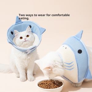 물기와 핥기를 방지하는 동물 패턴과 모피 장식이있는 고양이와 개를위한 부드러운 중성화 고리 - Product Image 5