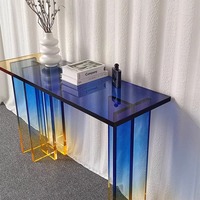Table de console en acrylique transparent de couleur dégradée personnalisée OEM Mobilier de maison en acrylique Table d'entrée en acrylique au design moderne