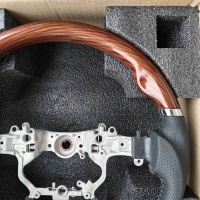Roda kemudi kayu persik untuk Alphard Vellfire Crown Prado Land Cruiser 2014-2023 gaya kayu mewah Toyota