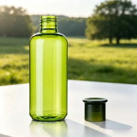 Bouteille cosmétique en plastique PET verte de 200 ml avec col 24/410, vide, rechargeable, pour toner et lotion, avec bouchon à vis blanc