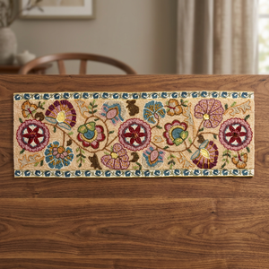 Floral Embroidered Table <b>Runner</b> Traditional Cloth Home Decor <b>Washable</b> - Product Image 5