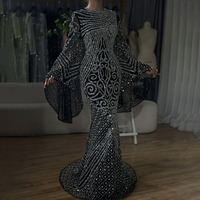 Robes de Soirée Sirène Caramel Brodées à Manches Évasées Serene Hill LA72771, Robes de Fête Formelles Arabes pour Femmes
