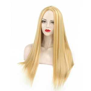 Bán Buôn Tóc Giả Dài Thẳng Mượt Tóc Vàng 613 Màu Đàn Piano Cho Phụ Nữ Mỹ Tóc Giả Hóa Trang Tiệc Hàng Ngày WVG - Product Image 4