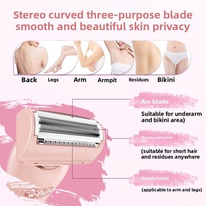 เครื่องโกนขนไฟฟ้าสำหรับผู้หญิงแบบสองหัว <span class=keywords><strong>Majic</strong></span> กันน้ำ IPX7 ใช้พลังงานจาก USB ทำจากพลาสติก ล้างทำความสะอาดได้ ใช้ในครัวเรือน อุปกรณ์กำจัดขนส่วนตัว - Product Image 4