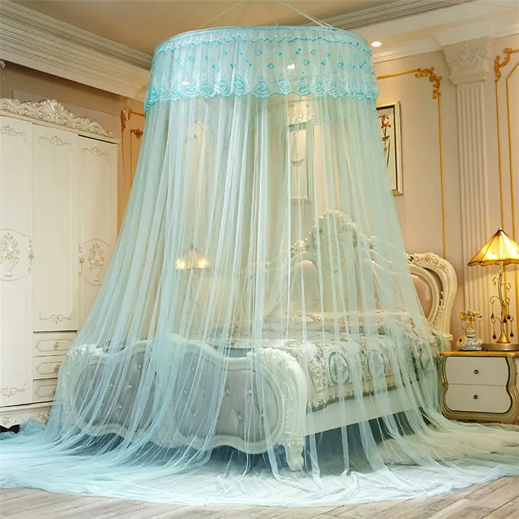 Decorazione della stanza 360 gradi soffitto zanzariera pieghevole letto matrimoniale appeso cerchio zanzariere
