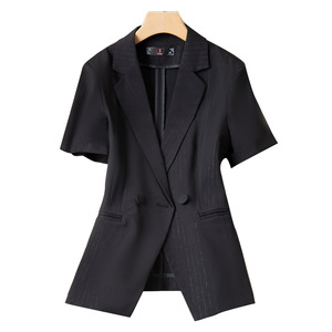 Women's Blue Short Sleeve Suit Set Breathable Worsted Office Lady Business Commute Workwear - Product Image 5