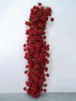 Arche de mariage en fleurs artificielles de roses rouges en soie, style classique, pour événements à thème automnal et fêtes (vente en gros)