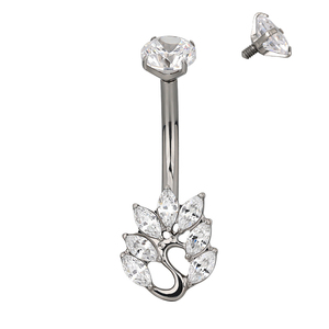 Moda Sexy anillo de ombligo internamente roscado cuerpo titanio Piercing Prong Set CZ G23 ombligo anillo joyería al por mayor - Product Image 4