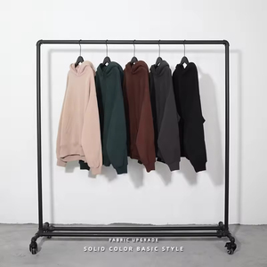 Sweat à capuche épais pour homme, 400 GSM, en coton, personnalisable, surdimensionné, sans cordon, en molleton uni - Product Image 2