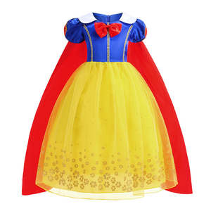 Costume <span class=keywords><strong>de</strong></span> Blanche-Neige pour filles, déguisement <span class=keywords><strong>de</strong></span> conte <span class=keywords><strong>de</strong></span> fées, robe jaune avec longue cape en tulle, cosplay, Halloween, carnaval, tenue d'anniversaire - Product Image 4