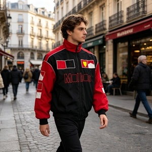 Hot Selling Men's F1 Racing Satin <strong>Jacket</strong> Handmade Embroidery Classic Black <strong>Red</strong> Design Customized <strong>Waterproof</strong> Winter <strong>Jacket</strong> - Product Image 4